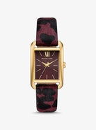 Michael Kors MKO1116 plum dial leopard strap watch