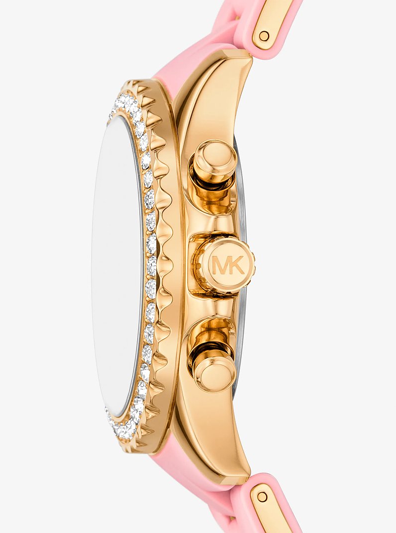 Michael Kors MKO1134 pave bezel chronograph watch with silicone strap
