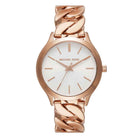 Michael Kors Slim Runway MK7473 Women's White Dial Rose Gold Stainless Steel Watch