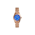 Michael Kors Lexington Mini MK3272 women's blue sunray dial rose gold stainless steel watch front view