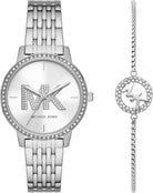 Michael Kors Melissa Gift Set MK1055 women's silver pavé dial silver-tone stainless steel watch front view