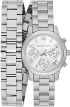 Michael Kors Runway MK7454 women's silver dial stainless steel wrap watch front view