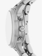 Side profile of Michael Kors Runway MK7454 double-wrap stainless steel bracelet watch