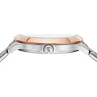 Side profile of Michael Kors Slim Runway MK1045 two-tone stainless steel bracelet watch