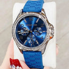 Mini Pilot Pavé MKO1004 women's blue dial blue silicone strap watch front view