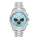 Michael Kors Lexington MK9165 men's blue dial silver stainless steel chronograph watch front view