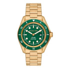 Michael Kors Maritime MK9162 men's green dial gold stainless steel watch front view
