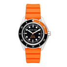 Michael Kors Maritime MK9157 men's black dial orange silicone strap watch front view