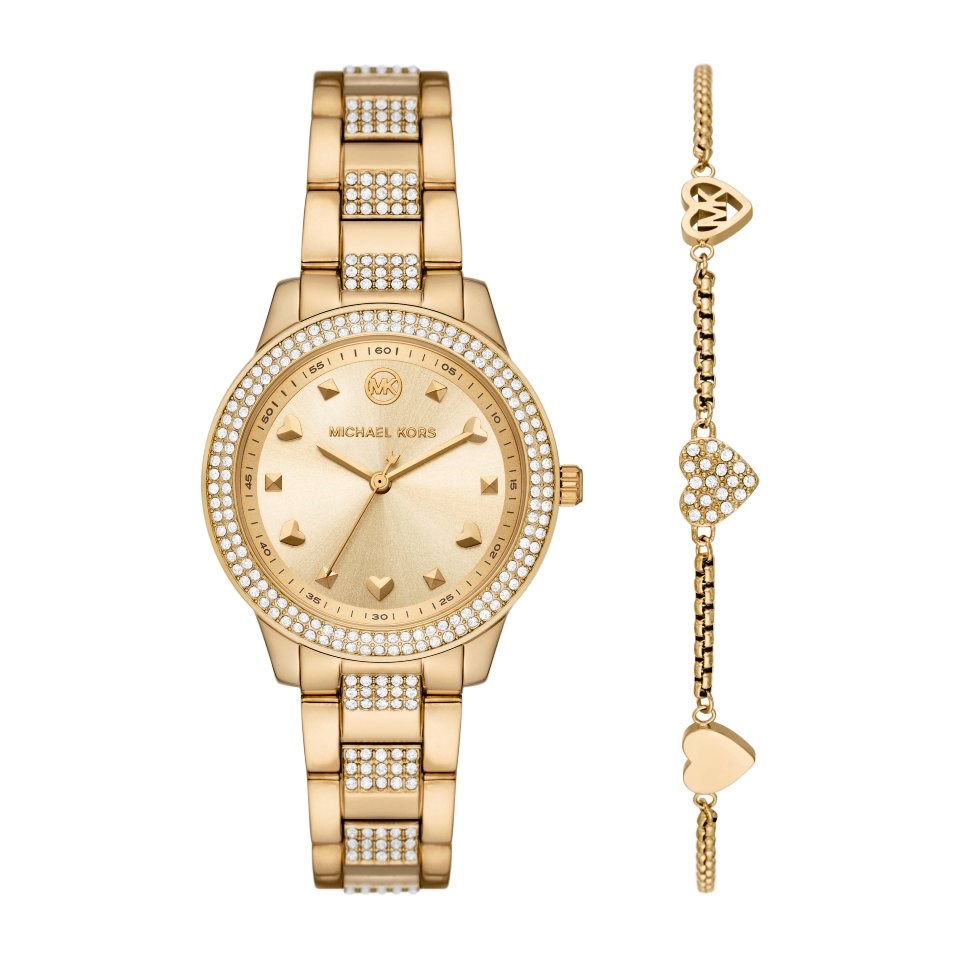 Michael Kors Tibby MK1071 women's gold dial gold-tone stainless steel watch front view