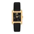 Michael Kors Petite Monroe MKO1027 women's black dial black leather watch front view