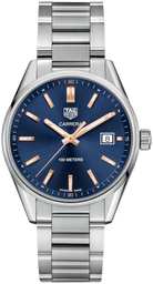 TAG Heuer WAR1112.BA0601 Carrera Quartz Blue Dial 39mm Steel Watch - Luxverse