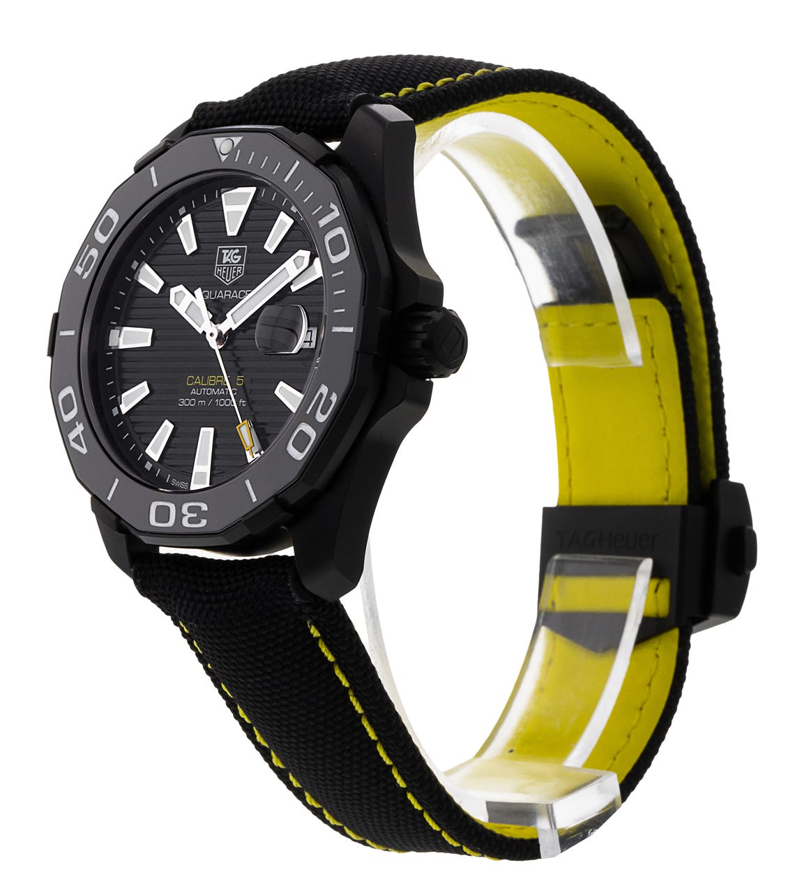 TAG Heuer WAY218A.FC6362 black ceramic bezel close-up