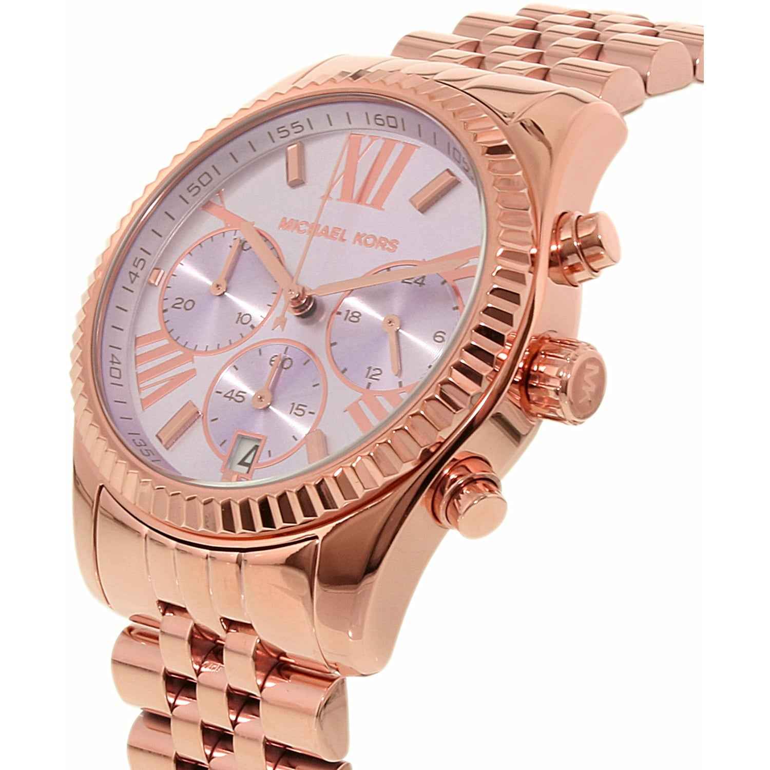 Michael Kors Lexington MK6207 Women's Purple Dial Rose Gold Chronograph Watch