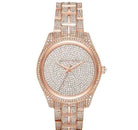 Rose gold front view of Michael Kors Lauryn Pavé MK3931 women's stainless steel watch