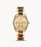 Michael Kors Janelle MK7133 women's gold dial two-tone acetate stainless steel watch front view