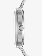 Side profile of Michael Kors Garner MK6407 silver stainless steel women's watch