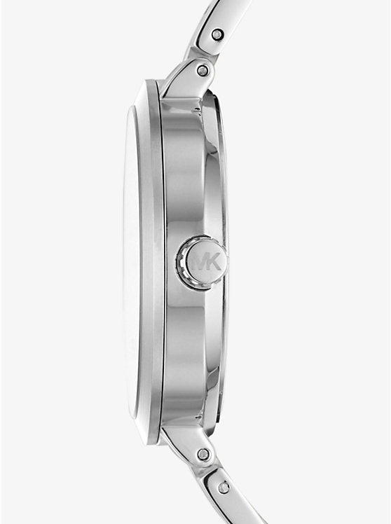 Side profile of Michael Kors Garner MK6407 silver stainless steel women's watch
