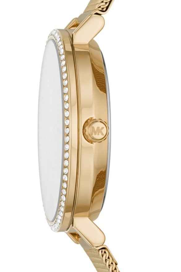 Side profile of Michael Kors MK7121 gold-tone stainless steel bracelet watch