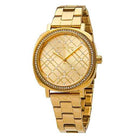 Close-up of Michael Kors MK3989 gold crystal-set analog dial
