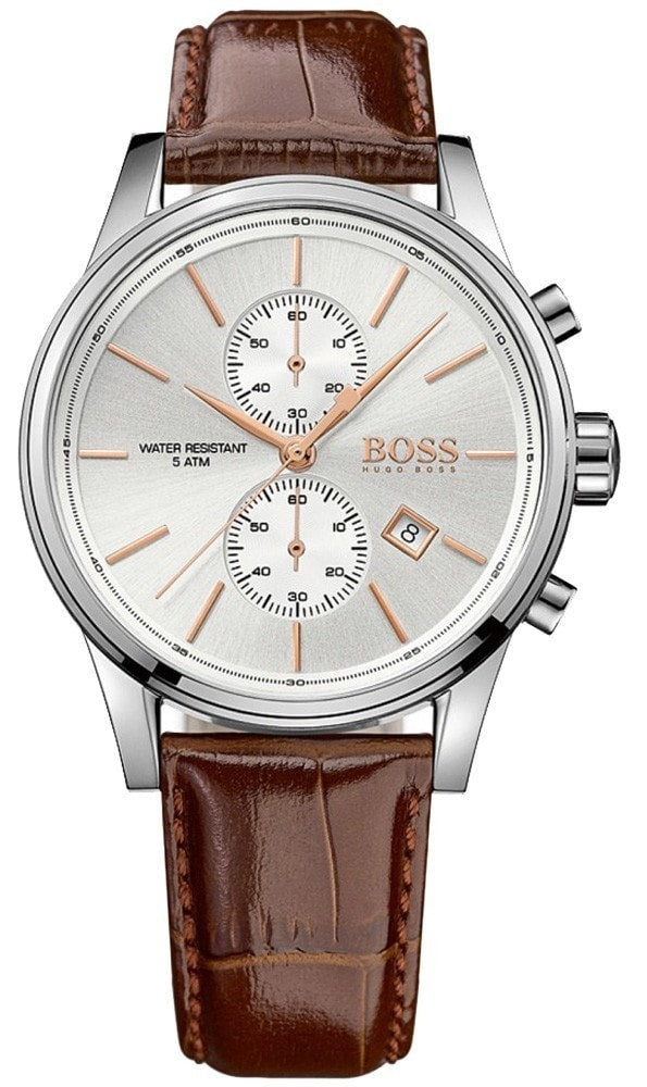Hugo Boss HB1513280 Silver Dial Leather Strap Wristwatch – Men’s Watch - Luxverse