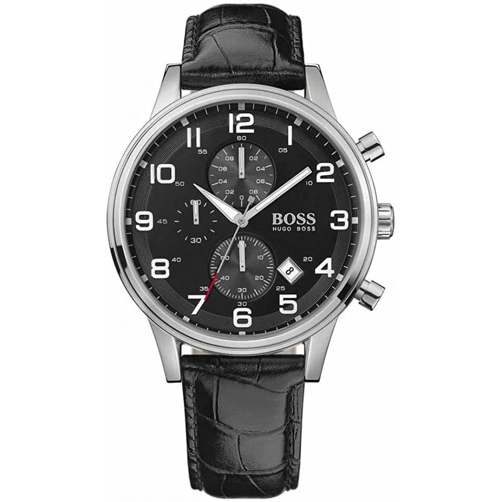 Hugo Boss Silver Dial Black Leather HB1512448 – Men’s Watch - Luxverse