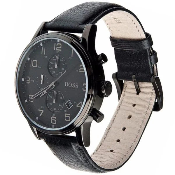 Hugo Boss Black Dial Black Leather HB1512567 – Men’s Watch - Luxverse