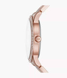 Side profile of Michael Kors Tibby MK6928 rose gold and blush pink bracelet watch