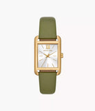 Michael Kors Monroe MKO1028 women's white dial green leather watch front view