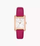 Michael Kors Monroe MKO1029 women's white dial pink leather watch front view