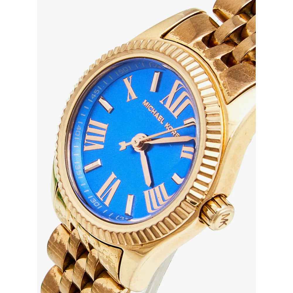 Michael Kors Lexington Mini MK3272 Women's Blue Dial Rose Gold Stainless Steel Watch