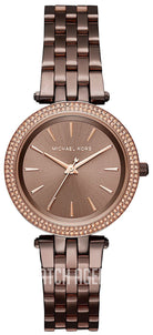 Michael Kors Mini Darci MK3553 women's brown dial rose gold stainless steel watch front view