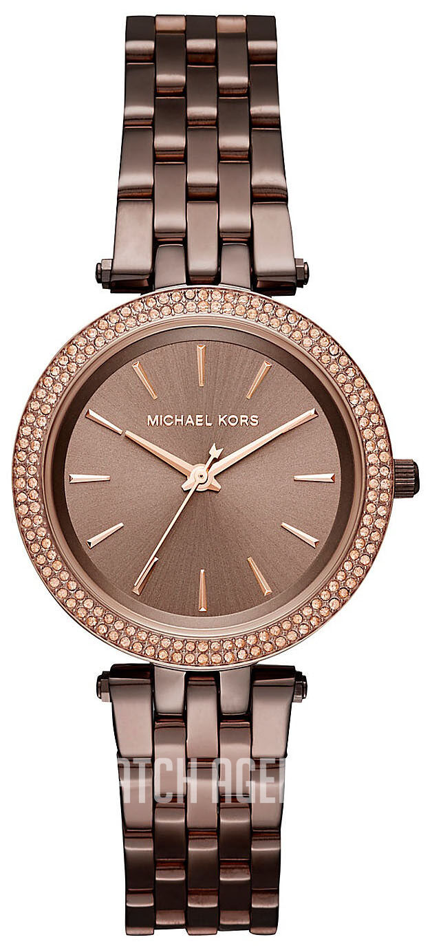 Michael Kors Mini Darci MK3553 women's brown dial rose gold stainless steel watch front view