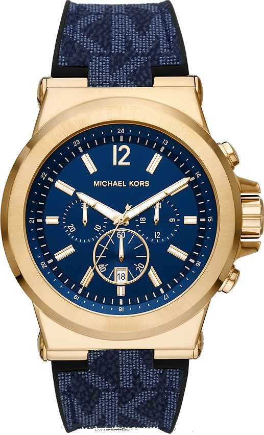 Michael Kors Dylan MK8936 men's blue dial blue silicone chronograph watch front view