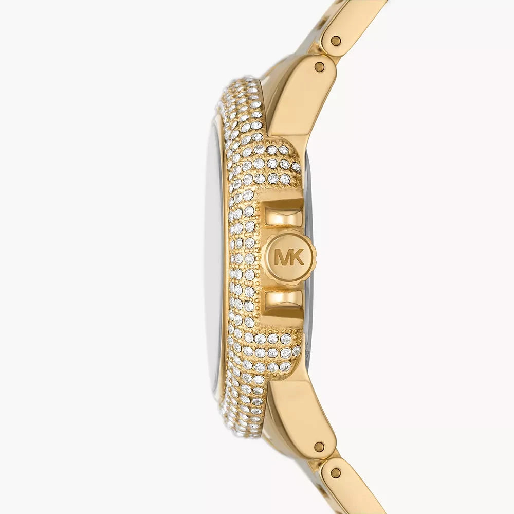 Side profile of Michael Kors Hamilton MK1067 gold-tone chain-link bracelet watch