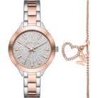 Michael Kors Slim Runway Gift Set MK1045 women's silver dial two-tone stainless steel watch front view