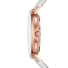Side profile of Michael Kors Pyper MK2800 white leather strap women's watch