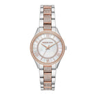 Michael Kors Lauryn MK4366 women's white silver dial two-tone stainless steel watch front view