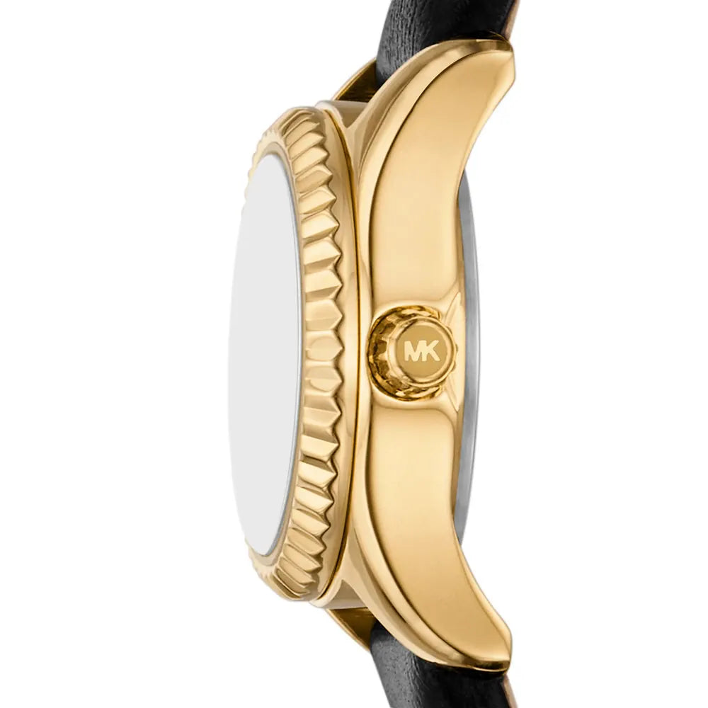 Michael Kors MK4901 gold dial leather strap watch