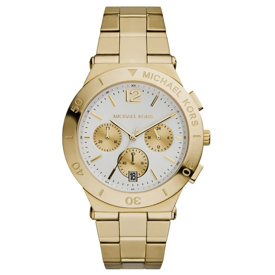 Michael Kors gold chronograph white dial stainless steel watch