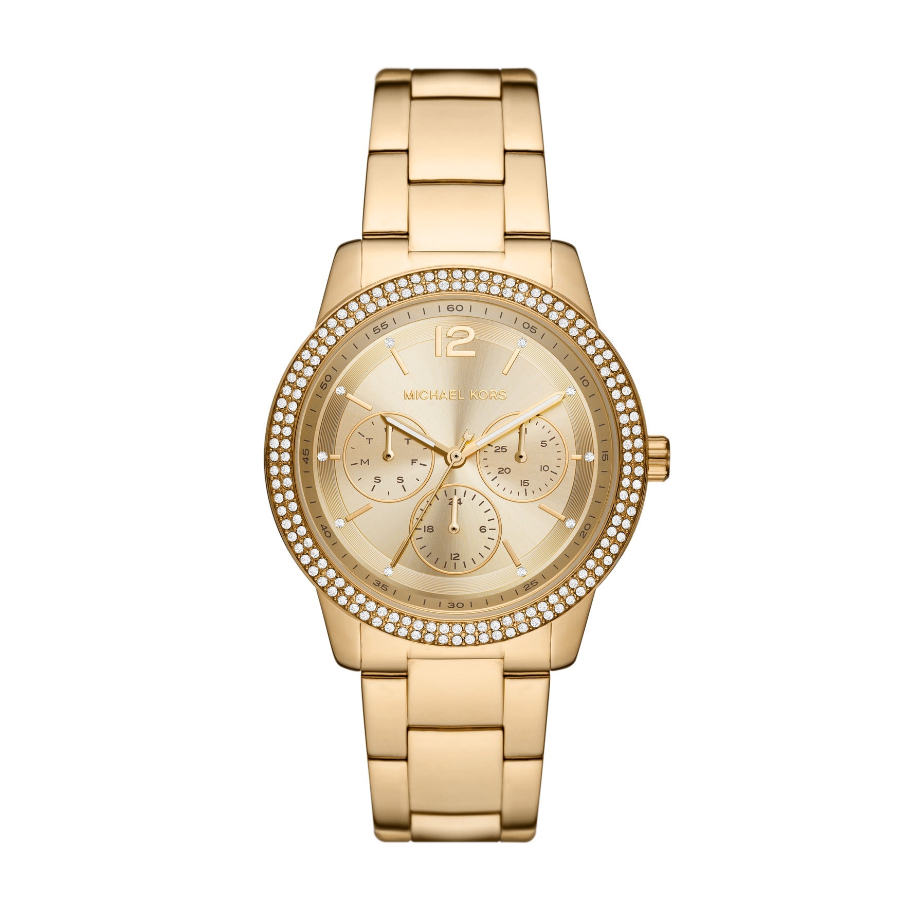 Michael Kors Tibby MK6927 women's gold multifunction stainless steel watch front view