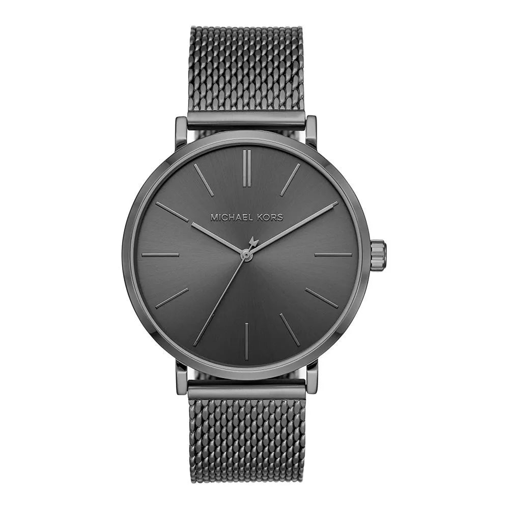 Michael Kors Auden MK7151 men's gunmetal dial mesh bracelet watch front view