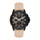 Michael Kors Ryker MK8520 men's black dial light brown leather chronograph watch front view