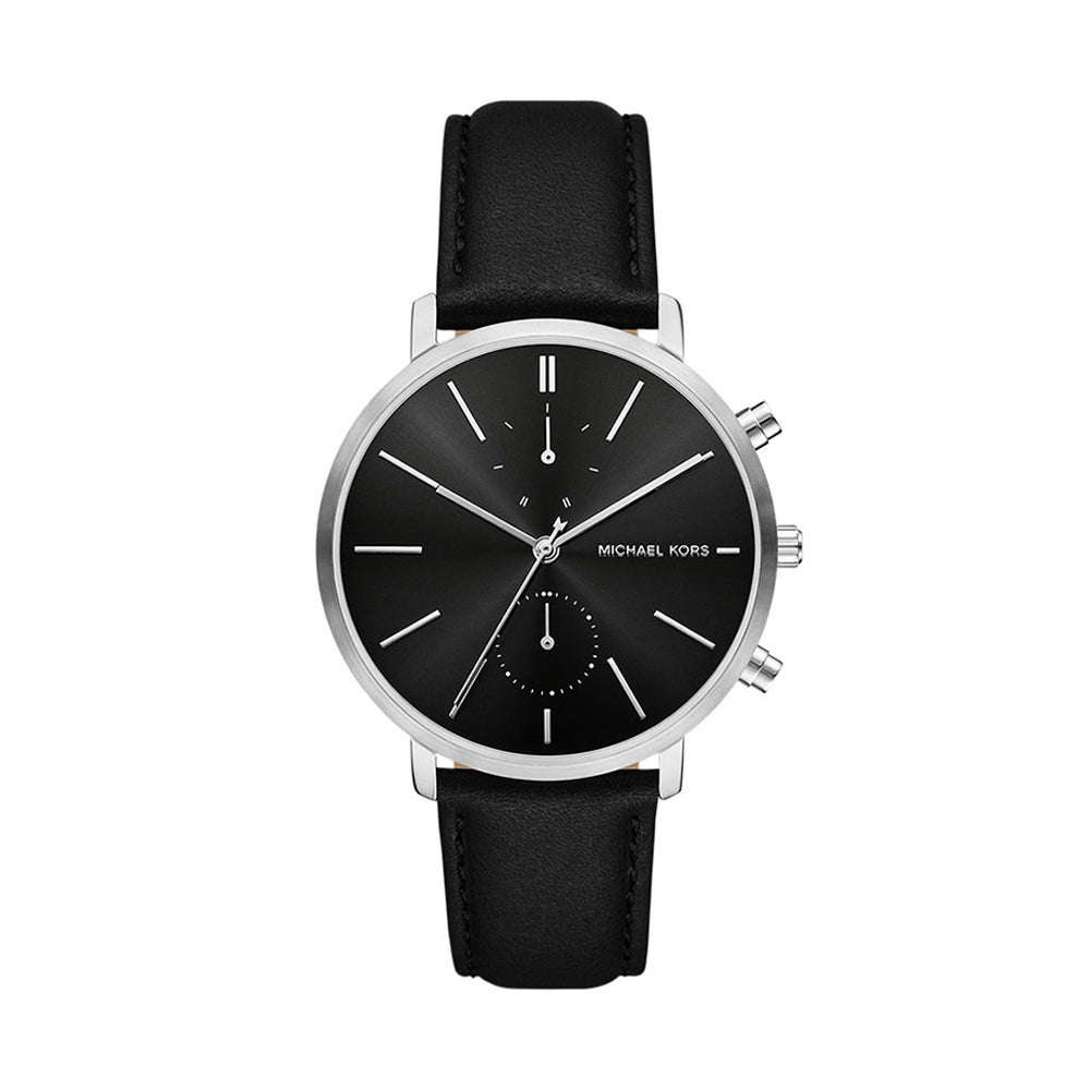 Michael Kors men's black leather chronograph watch 42mm