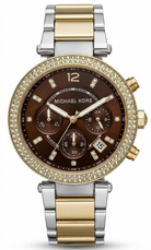 Michael Kors Parker MK6118 women's two-tone stainless steel chronograph watch front view