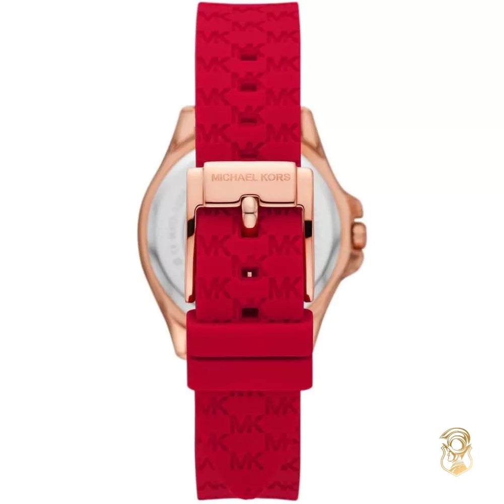 Michael Kors MKO1005 white dial crystal bezel watch