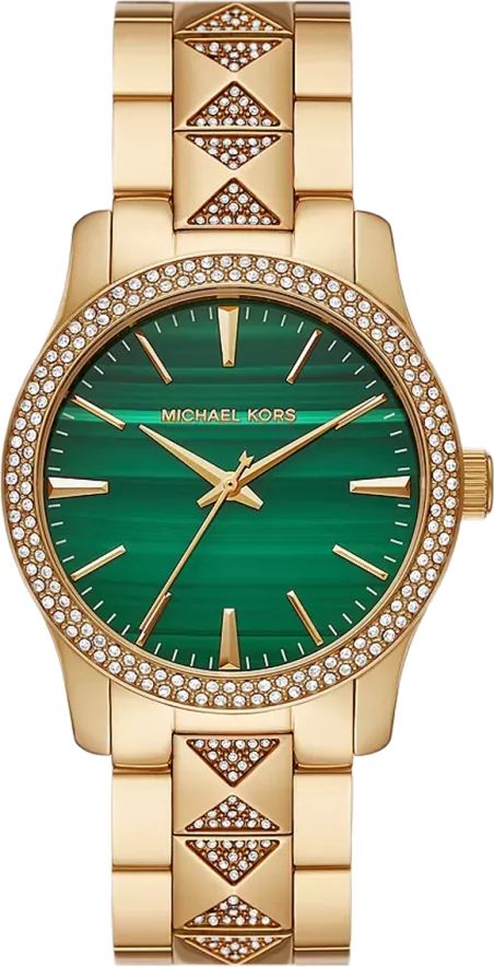 Michael Kors Runway MK7390 Women's Green Dial Gold Stainless Steel Watch