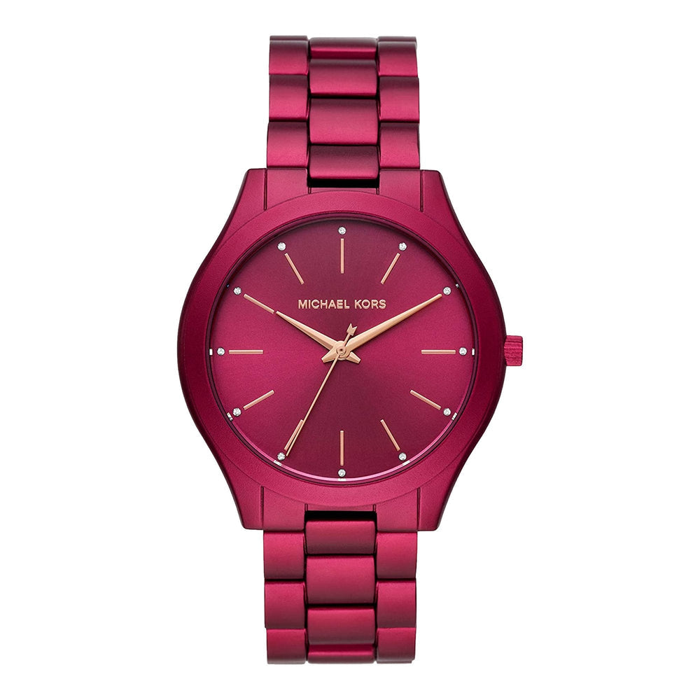 Michael Kors Runway Slim MK4505 women's pink dial pink stainless steel watch front view