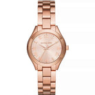 Michael Kors Mini Slim Runway MK3457 women's rose gold dial stainless steel watch front view