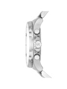 Side profile of Michael Kors Brecken MK8984 silver stainless steel men's watch
