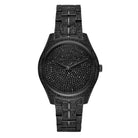 Michael Kors Lauryn MK3980 women's black dial black-tone stainless steel pavé watch front view
